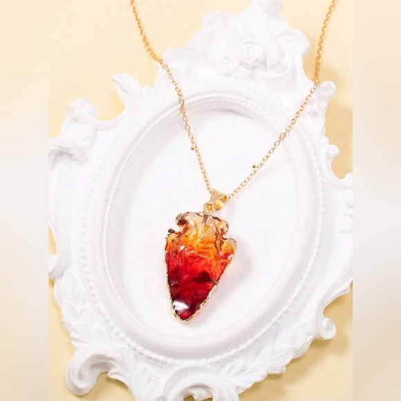 Ombre Arrowhead- Angel Aura Rainbow Quartz Striking Tip Point Head Gold Necklace - Picture 3 of 14